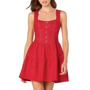 Astr The Label Tiered Stitch Detail Mini Dress Medium